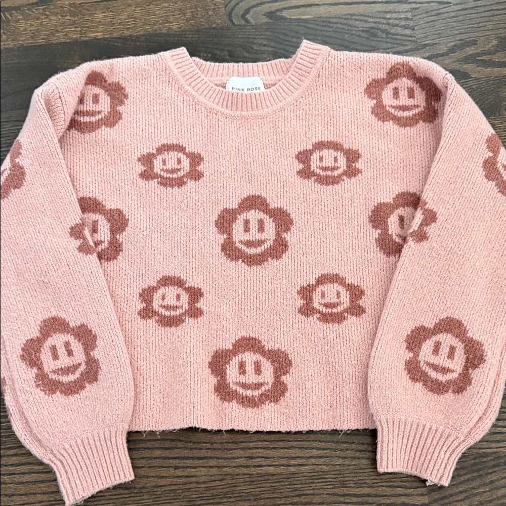 Pink Rose Women's Floral Pink Sweater